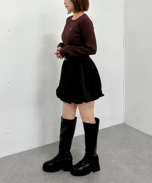 archives（アルシーヴ） ニット セーター ロゴ刺繍ケーブルニットプル