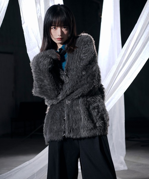 Ellno Loset（エルノロゼット） カーディガン シルバーボタンラメ
