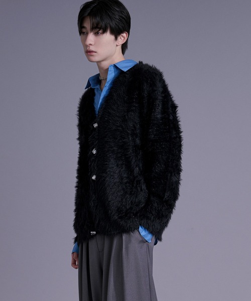Ellno Loset（エルノロゼット） カーディガン シルバーボタンラメ 