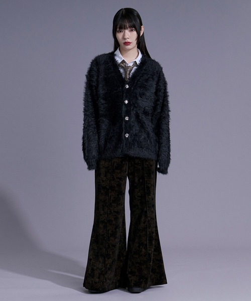 Ellno Loset（エルノロゼット） カーディガン シルバーボタンラメ