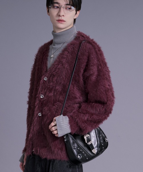 Ellno Loset（エルノロゼット） カーディガン シルバーボタンラメ 