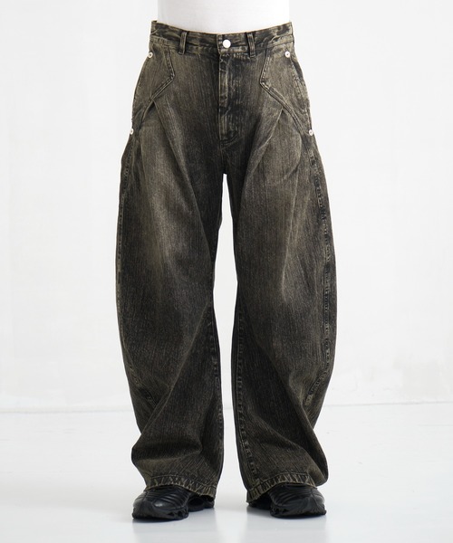 CONZ ワイドパンツ ジーンズ COLOR DYED SLAB CURVED DENIM メンズ