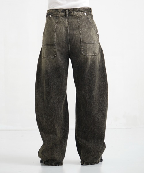 CONZ ワイドパンツ ジーンズ COLOR DYED SLAB CURVED DENIM メンズ