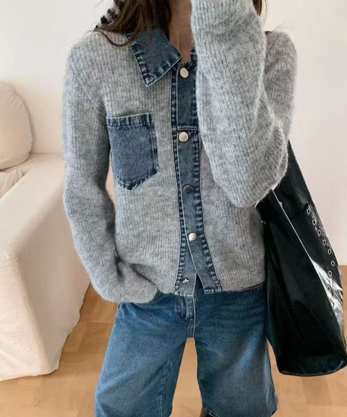 CADBURY（キャドバリー） カーディガン デニムドッキングニット