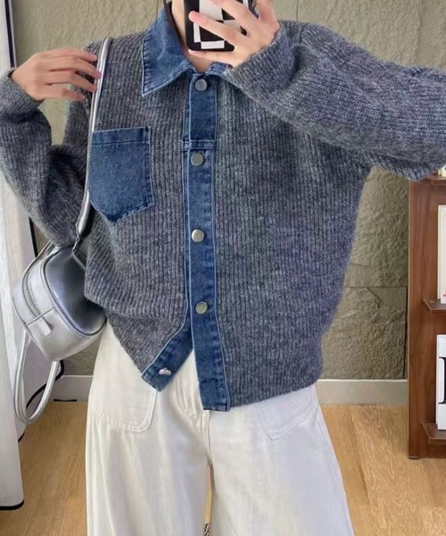   jeans　カーディガン　 カーディガン デニム切替カーディガン レディース : ZOZOTOWN Yahoo!店