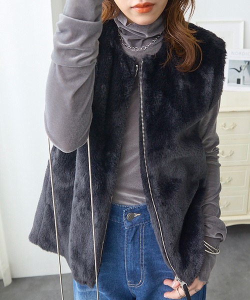 ベスト ジレ ジッパーファーベスト レディース : ZOZOTOWN Yahoo!店