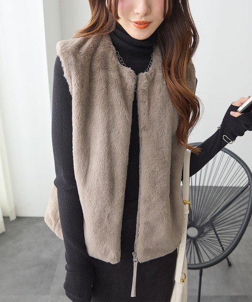 ベスト ジレ ジッパーファーベスト レディース : ZOZOTOWN Yahoo!店