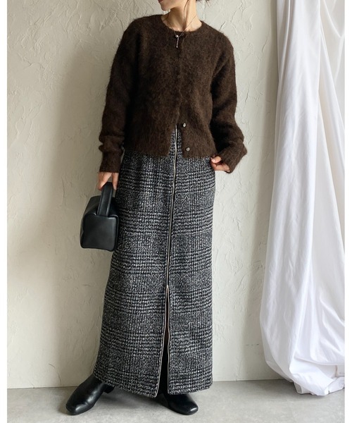 She's Closet スカート ロング丈グレンチェックタイトジップスカート
