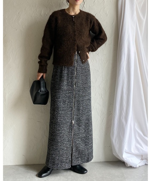 She's Closet スカート ロング丈グレンチェックタイトジップスカート