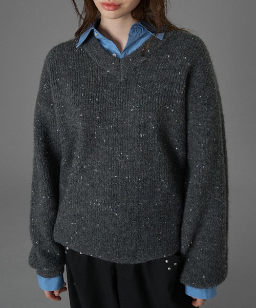 ONCILY（オンシェリー） セーター ニット WOOL BLEND COLOR NEP V-NECK