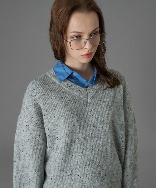 ONCILY（オンシェリー） セーター ニット WOOL BLEND COLOR NEP V-NECK