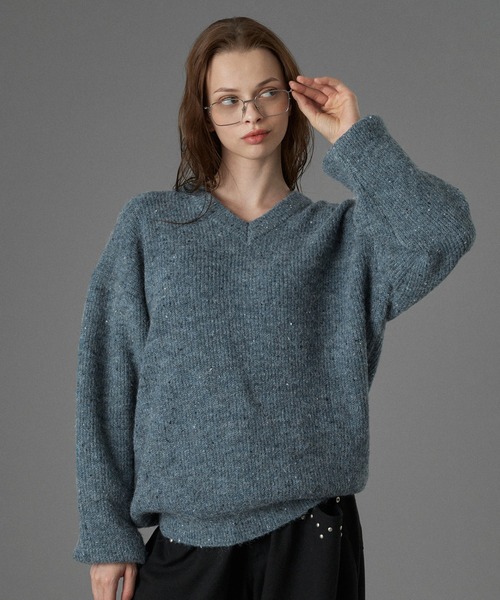 ONCILY（オンシェリー） セーター ニット WOOL BLEND COLOR NEP V-NECK