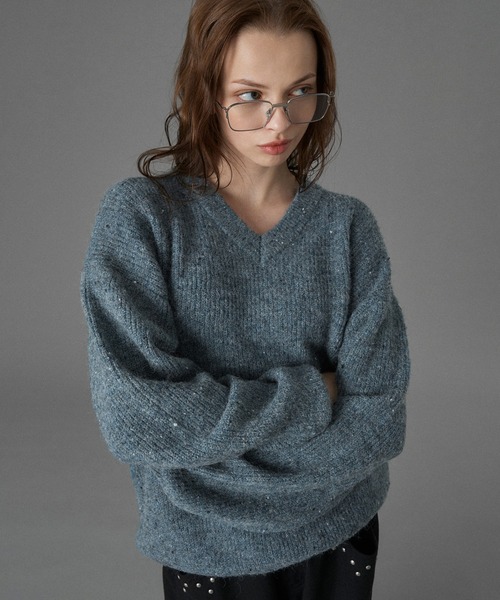 ONCILY（オンシェリー） セーター ニット WOOL BLEND COLOR NEP V-NECK
