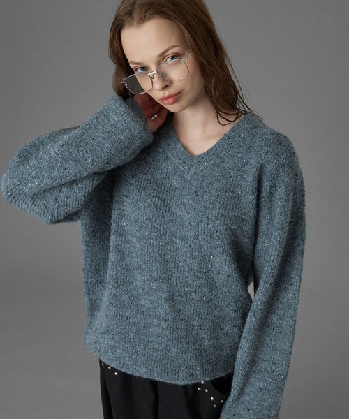 ONCILY（オンシェリー） セーター ニット WOOL BLEND COLOR NEP V-NECK