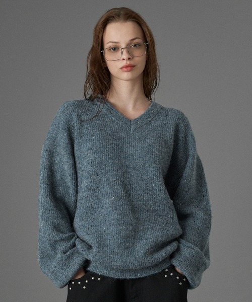 ONCILY（オンシェリー） セーター ニット WOOL BLEND COLOR NEP V-NECK