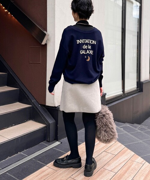 「NOLLEY'S」 ニットカーディガン「Rie millerコラボ」 38 ネイビー レディース_画像2