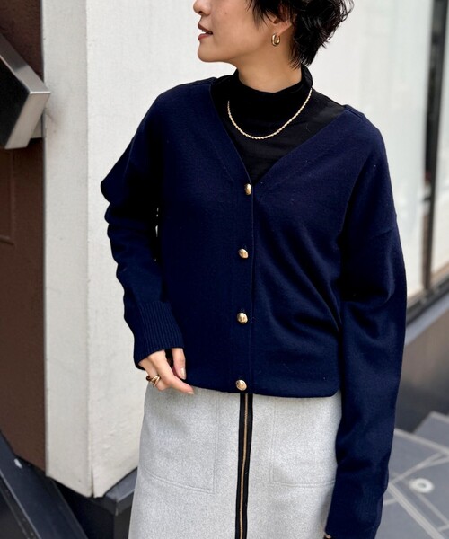 「NOLLEY'S」 ニットカーディガン「Rie millerコラボ」 38 ネイビー レディース_画像4