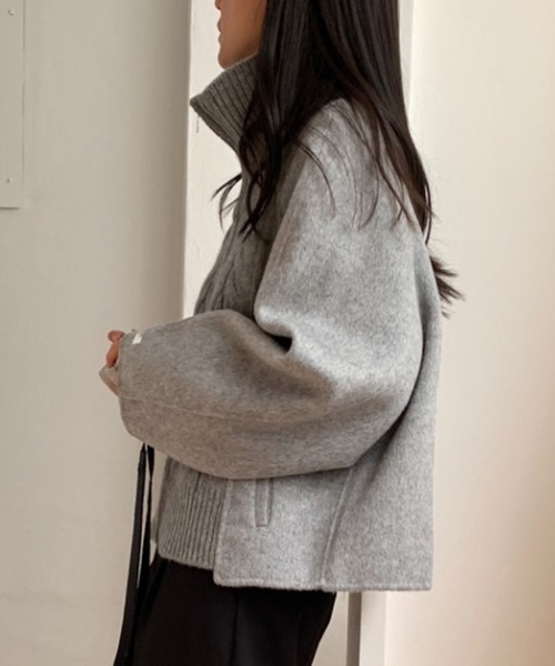 ニット セーター ケーブル編みジップアップニット レディース