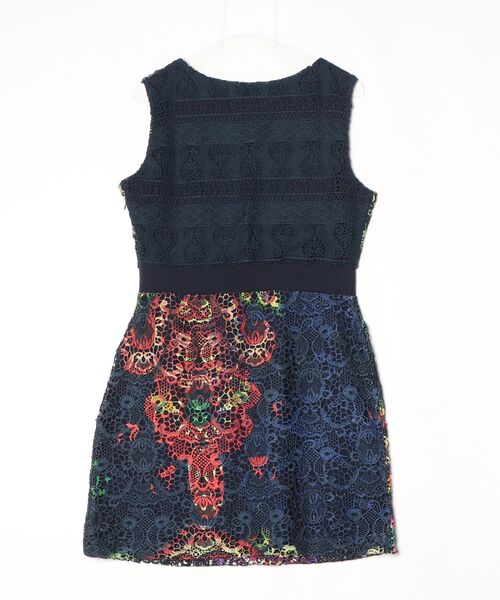 「Desigual」 レースノースリーブワンピース 42 ネイビー レディース_画像2