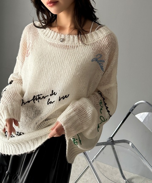 「mily bilet」 長袖ニット X-LARGE ブラック レディース_画像4