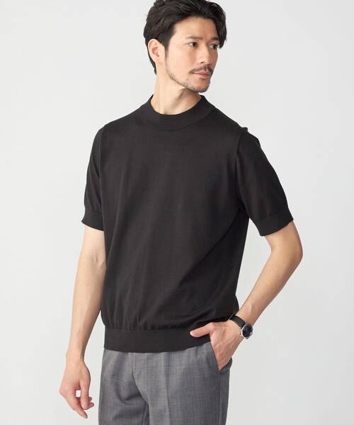 「SHIPS」 半袖ニット MEDIUM ワイン メンズの画像