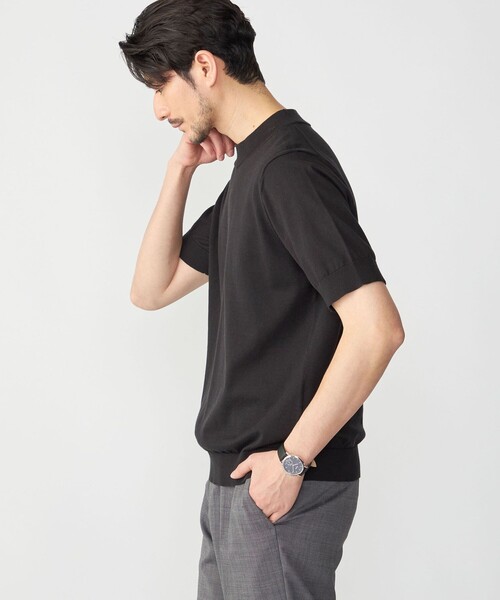 「SHIPS」 半袖ニット MEDIUM ワイン メンズの画像
