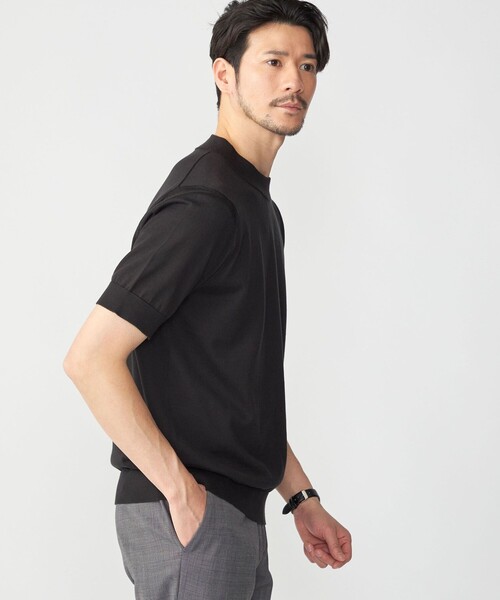 「SHIPS」 半袖ニット MEDIUM ワイン メンズの画像