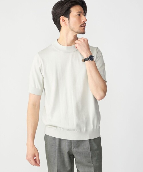 「SHIPS」 半袖ニット MEDIUM ワイン メンズの画像