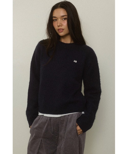 ブラックトップス L ALEXIASTAM ALEXIA STAM（アリシアスタン） ニット セーター Logo Knit Top