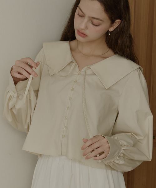 【新品】未開封 OLUN ビックカラーブラウス 白 OLUN ブラウス シャツ big collar blouse/ビックカラーブラウス