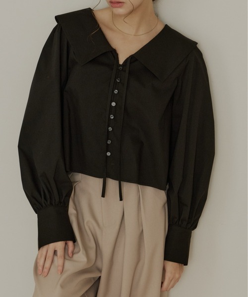 シャツ/ブラウス(長袖/七分) Crayme, Big Collars Blouse OLUN ブラウス シャツ big collar blouse/ビックカラーブラウス