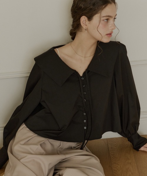 シャツ/ブラウス(長袖/七分) erme Big collar set blouse big collar blouse/ビックカラーブラウス（シャツ/ブラウス）｜OLUN