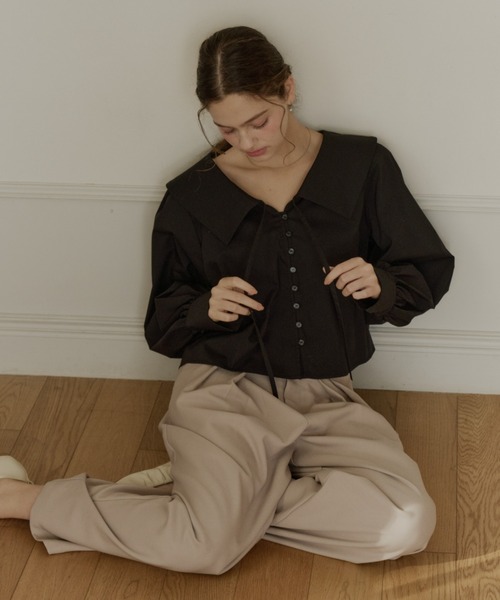 OLUN ブラウス シャツ big collar blouse/ビックカラーブラウス