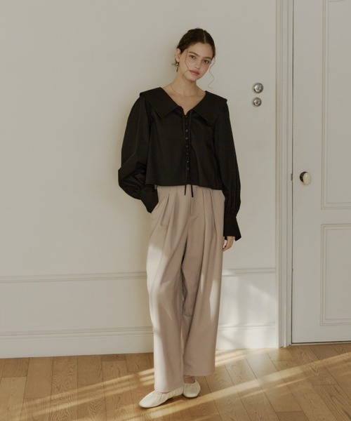 シャツ/ブラウス(長袖/七分) Crayme, Big Collars Blouse OLUN ブラウス シャツ big collar blouse/ビックカラーブラウス
