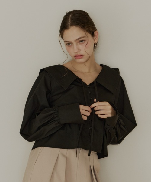 OLUN ブラウス シャツ big collar blouse/ビックカラーブラウス