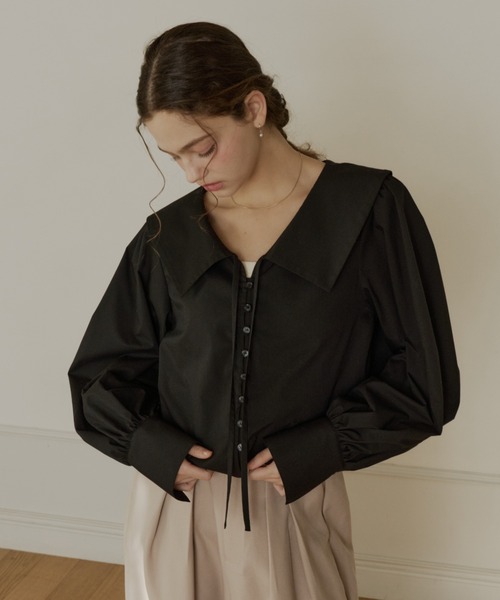 OLUN ブラウス シャツ big collar blouse/ビックカラーブラウス