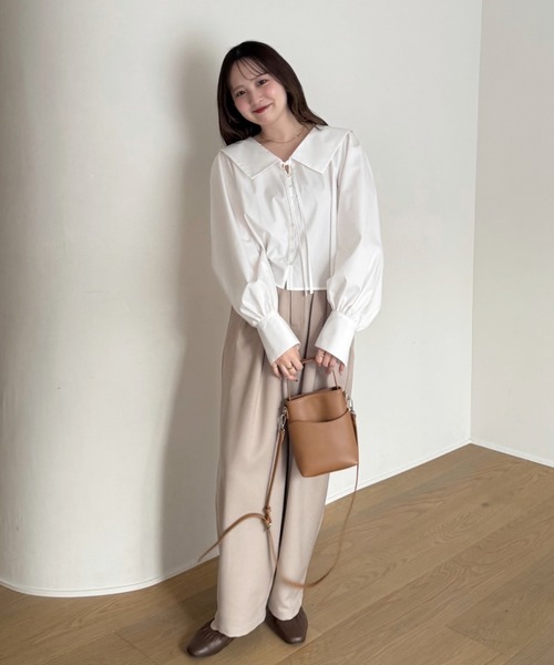 OLUN ブラウス シャツ big collar blouse/ビックカラーブラウス