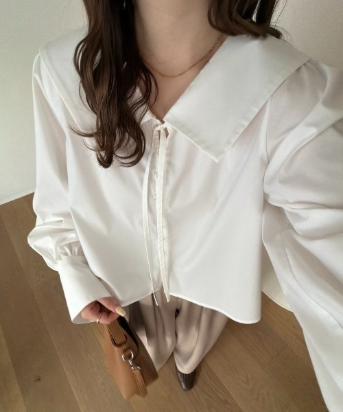 OLUN ブラウス シャツ big collar blouse/ビックカラーブラウス
