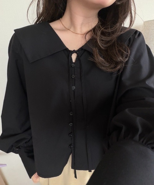 シャツ/ブラウス(長袖/七分) Crayme, Big Collars Blouse OLUN ブラウス シャツ big collar blouse/ビックカラーブラウス