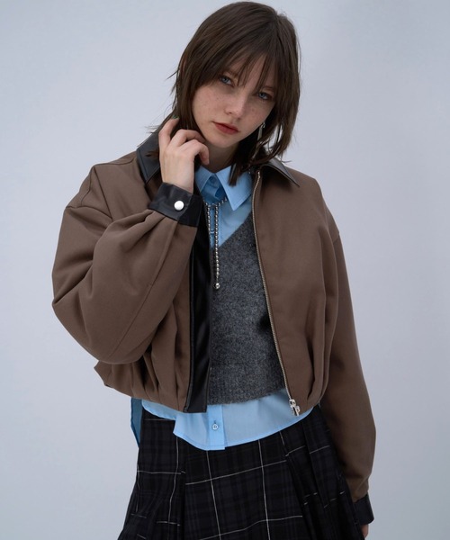 HARE（ハレ） ブルゾン アウター フェイクレザーキリカエデザイン