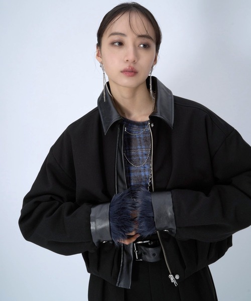 HARE（ハレ） ブルゾン アウター フェイクレザーキリカエデザイン