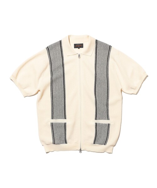 BEAMS+（ビームスプラス） ポロシャツ Zip Knit Polo Stripe メンズ