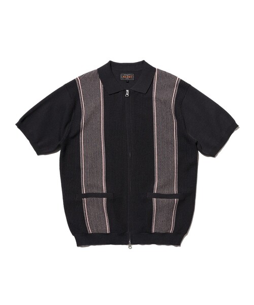 BEAMS+（ビームスプラス） ポロシャツ Zip Knit Polo Stripe メンズ