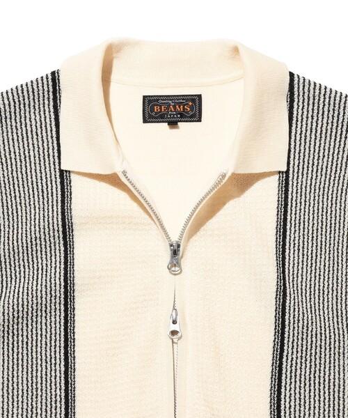 BEAMS+（ビームスプラス） ポロシャツ Zip Knit Polo Stripe メンズ