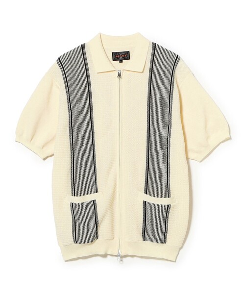 BEAMS+（ビームスプラス） ポロシャツ Zip Knit Polo Stripe メンズ