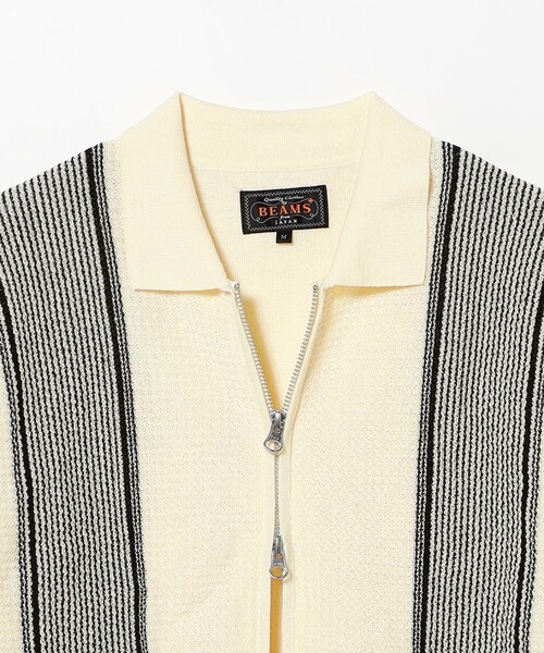 BEAMS+（ビームスプラス） ポロシャツ Zip Knit Polo Stripe メンズ