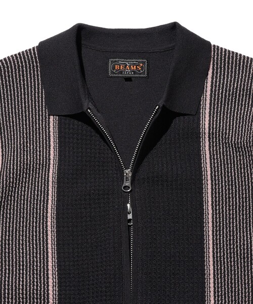 BEAMS+（ビームスプラス） ポロシャツ Zip Knit Polo Stripe メンズ