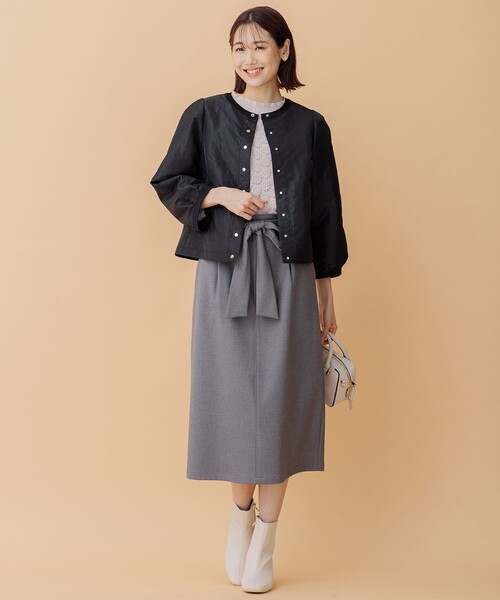 「組曲」 ノーカラージャケット 1 ベージュ レディース_画像3