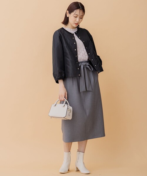 「組曲」 ノーカラージャケット 1 ベージュ レディース_画像4