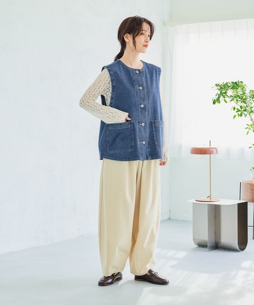 studio CLIP（スタディオクリップ） ベスト ジレ ノーカラーデニム